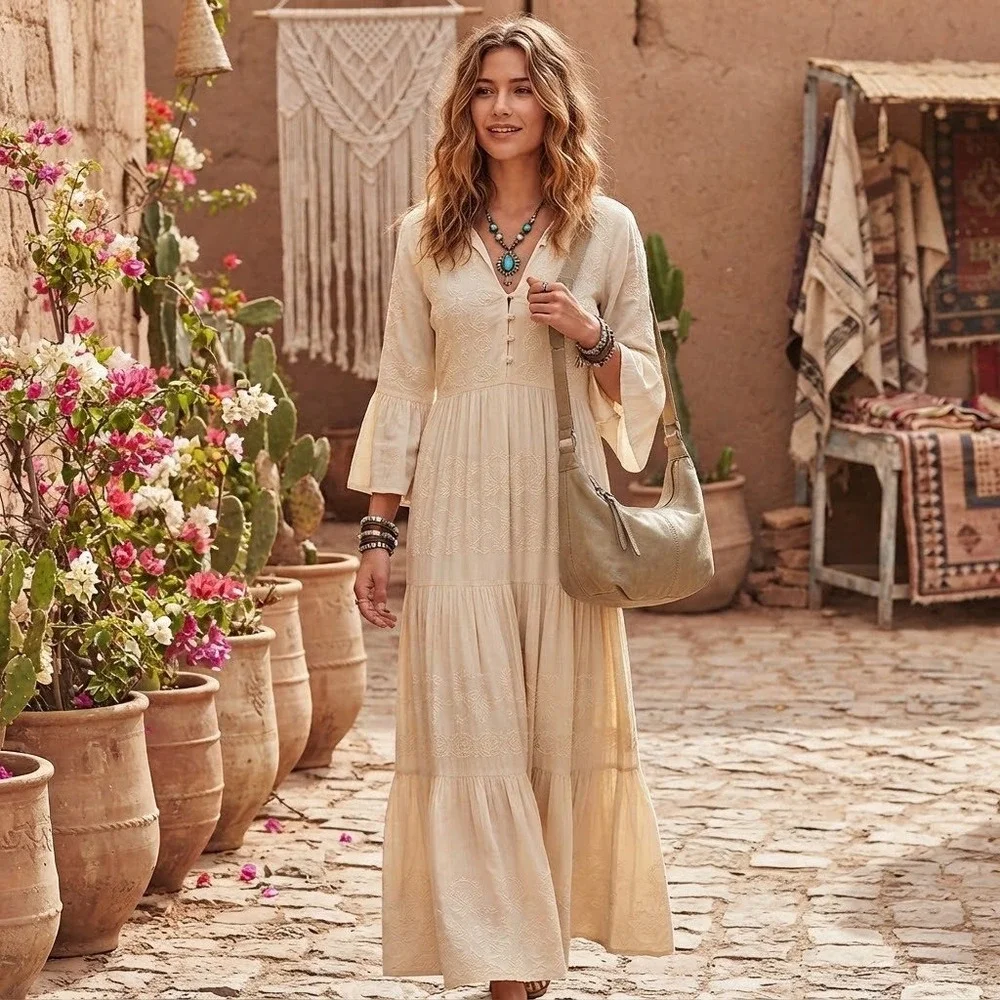 Free People Slouchy Carryall Tan Leather Boho Crescent Hobo Bag OB402778